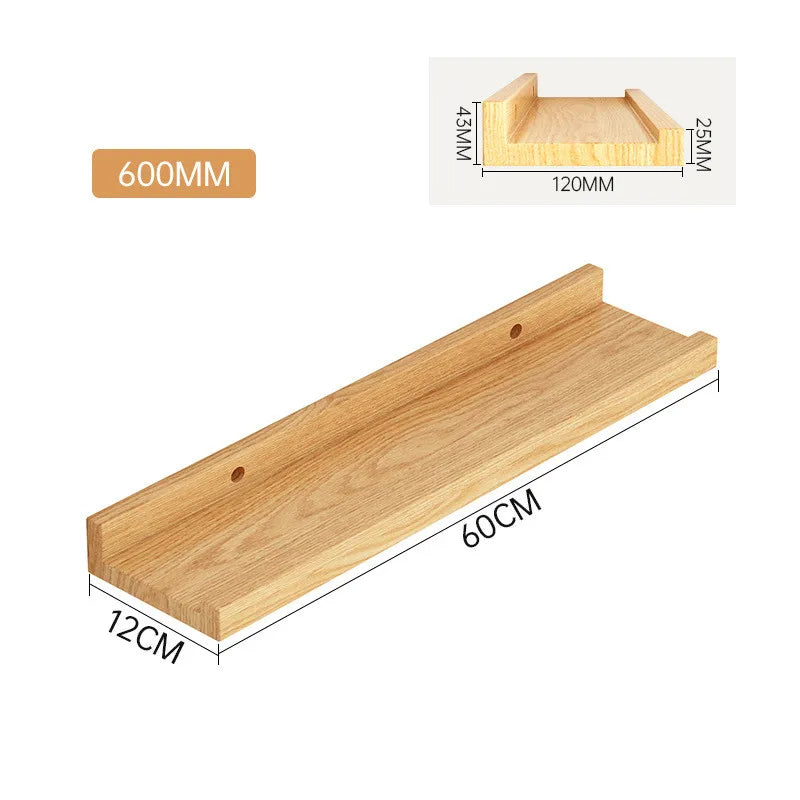 Solid Wood Wall Mounted Storage Rack Bookshelf Display Stand Living Room Bathroom Kitchen Storage Holders Wall Decoration Shelf