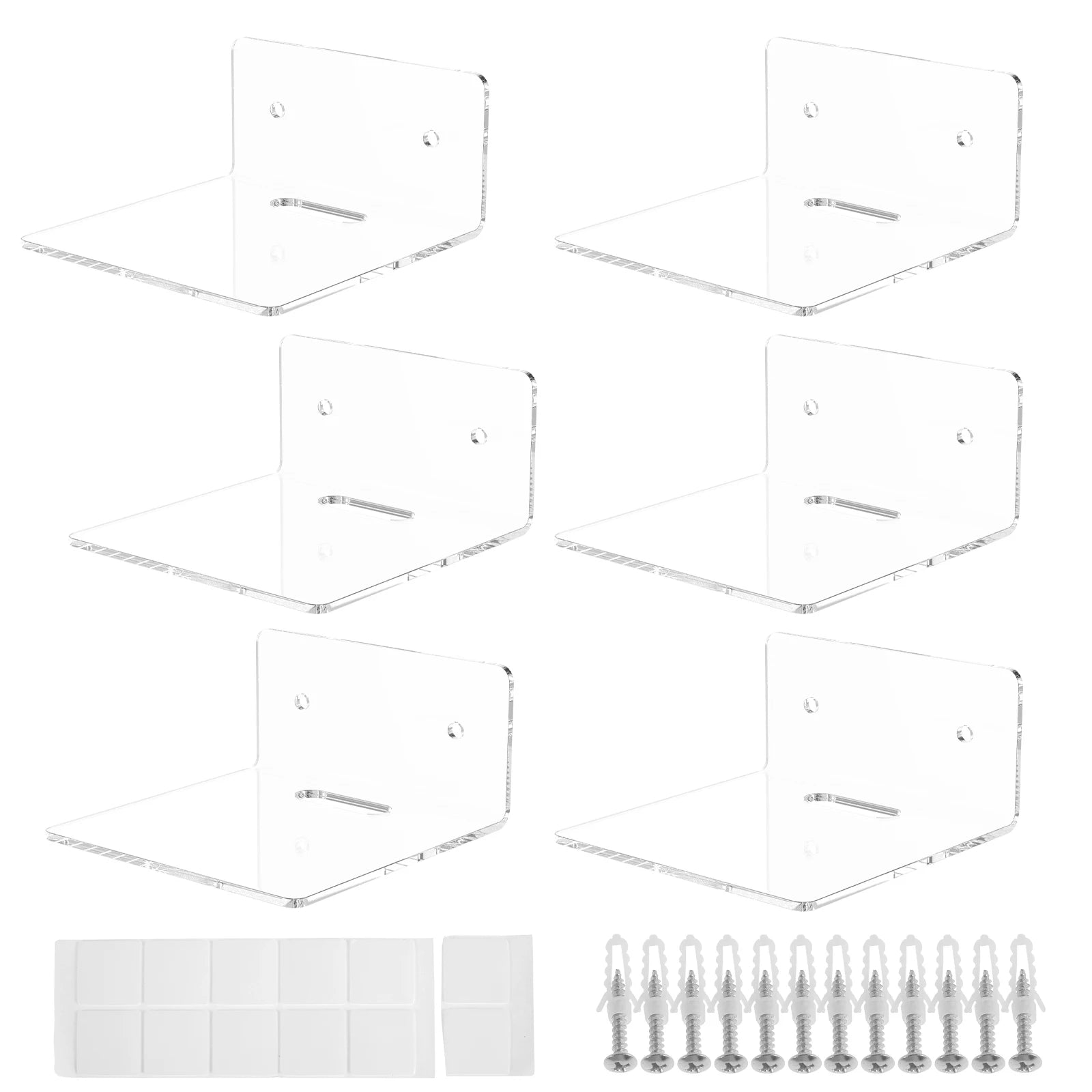 6/12Pcs Acrylic Wall Shelves Floating Shelves Clear Small Shelf Product Display Stand Wall Decoration Storage Rack