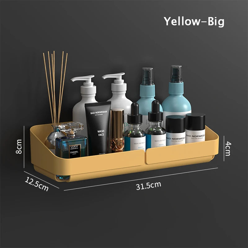 Self Adhesive Bathroom Shelves Wall Mounted Storage Rack Box Toilet Washstand Punch Free Shampoo Holder Bathroom Accessories