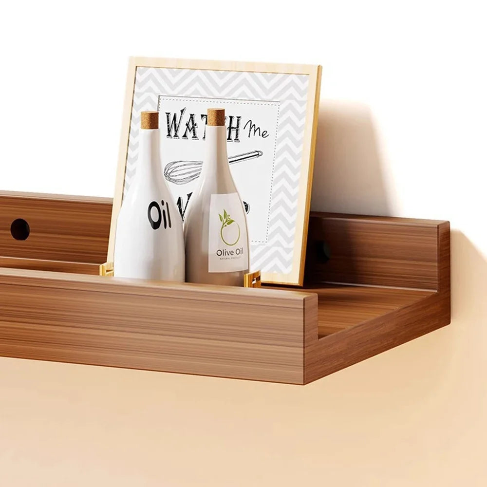 60cm Wooden Storage Rack Wall-Mounted Bookshelves Display Living Room Space Saving Floating Shelf for Modern Home Organizer