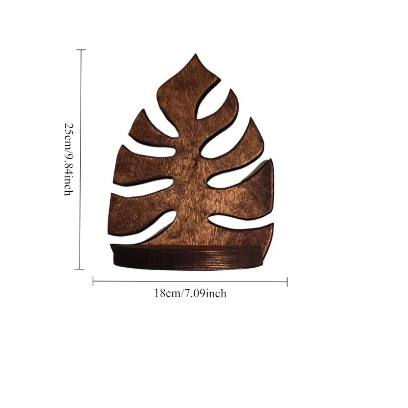 1pcs Solid Wood Wall Mounted Shelf - Textured Surface Organizer for Indoor Outdoor Potted Plants Home Wall Decor