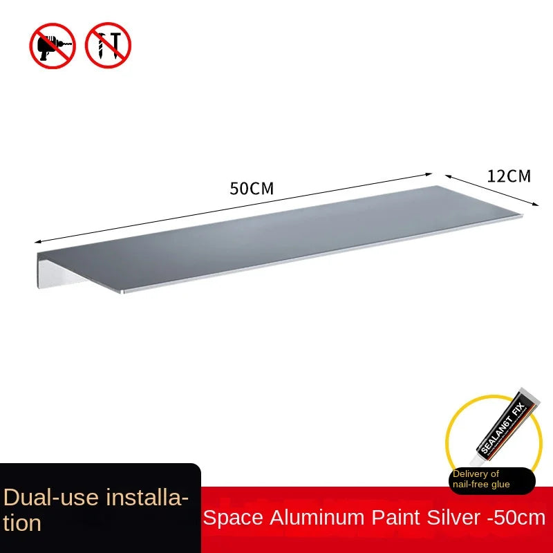 Perforation-free stainless steel wire light luxury bathroom shelf Wall-mounted bathroom toilet cell phone shelf