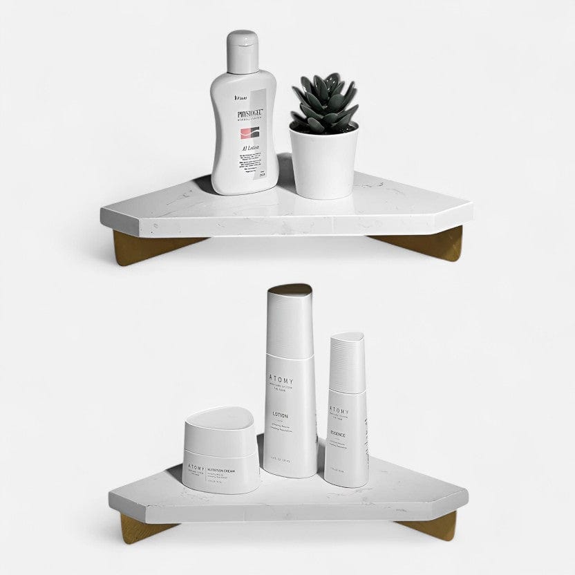 Étagère murale angle salle de bain  Duo Ligne Marbrée