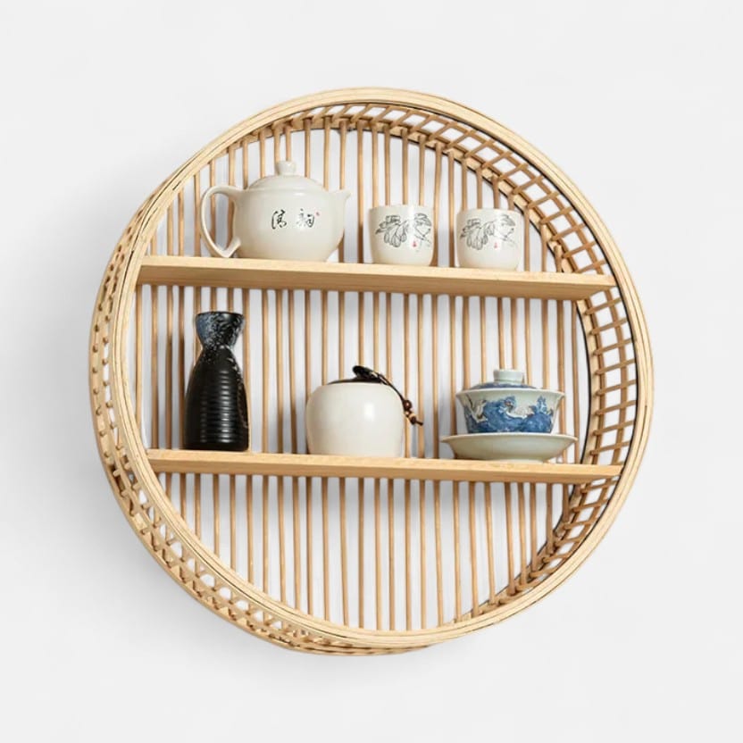 etagere murale bambou rond