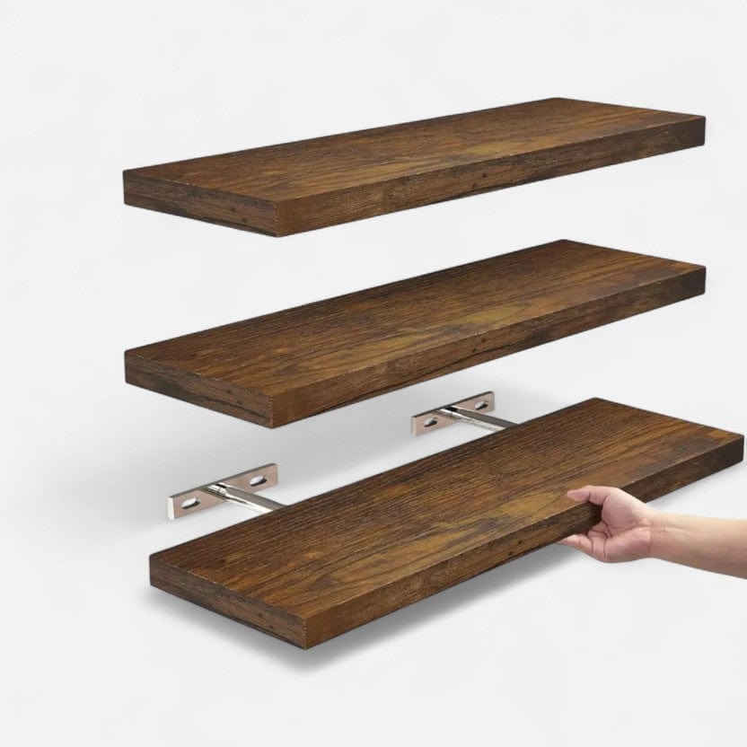 Etagere murale cuisine bois 3 étagères