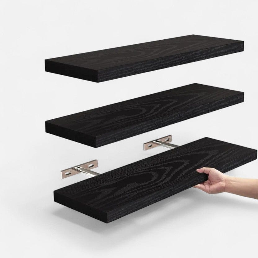 Etagere murale cuisine noir 3 étagères