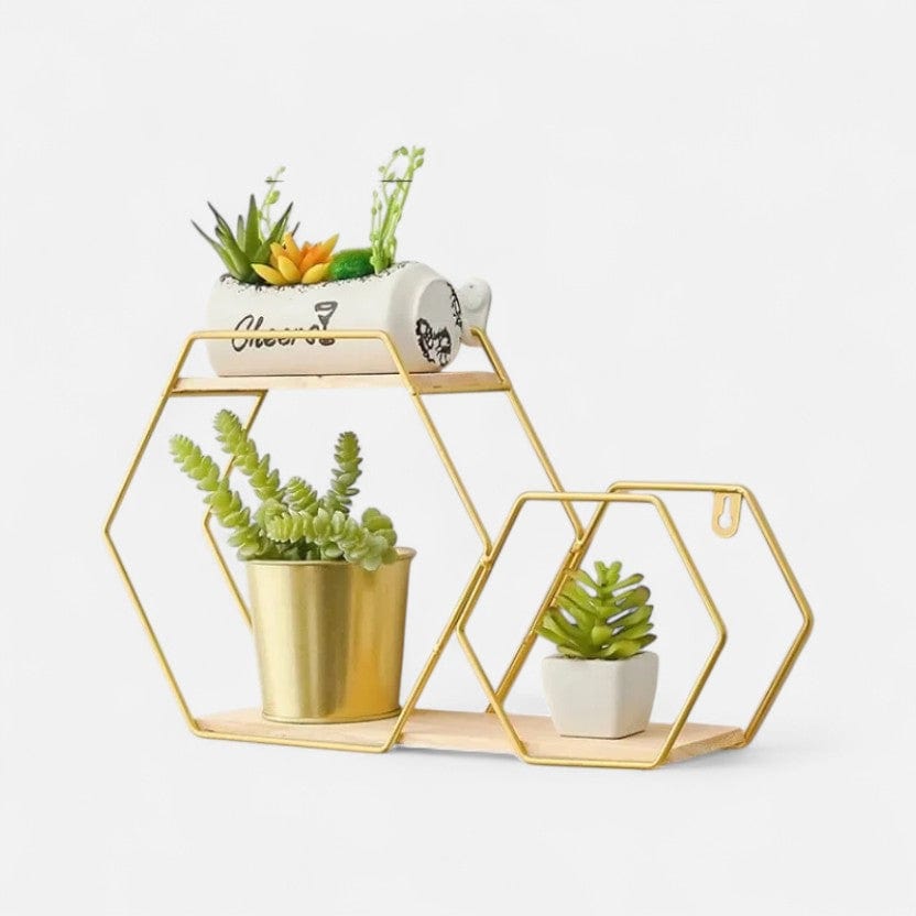 etagere murale dore metal Or