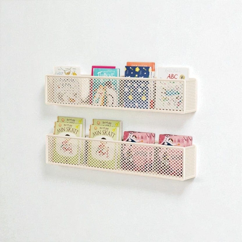 Etagere murale fer blanc 2 étagères