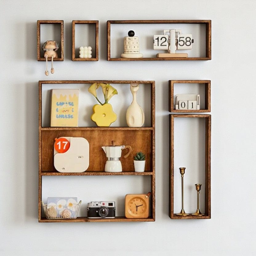 Étagère Murale – Kit Modulable Écorce Noire