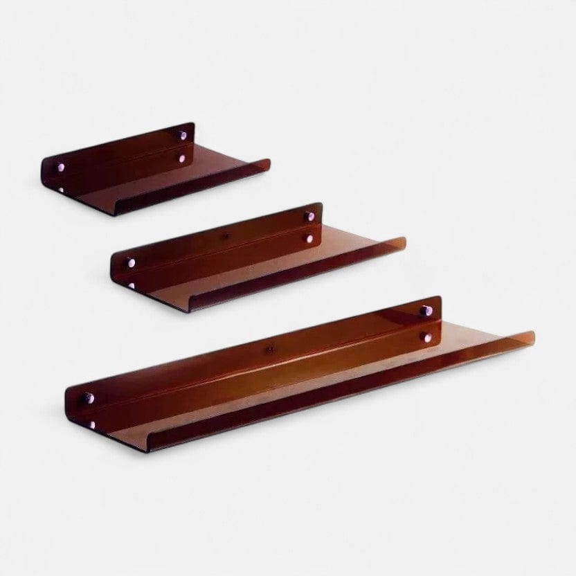 etagere murale marron 3 étagères / Installation par adhésif