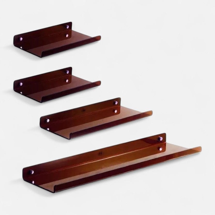 etagere murale marron 4 étagères / Installation par adhésif