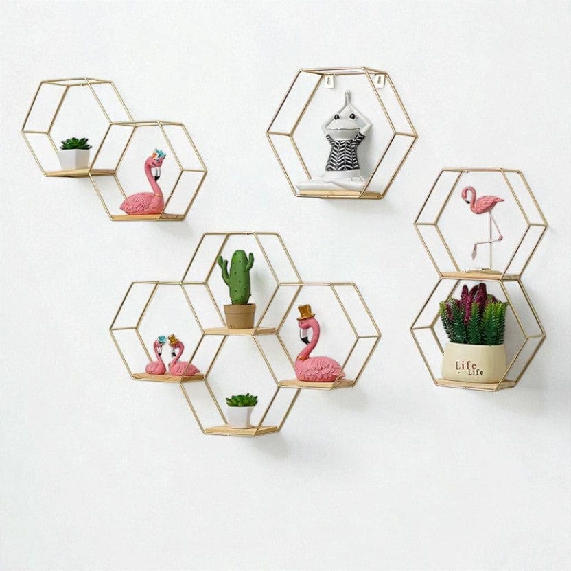 Etagere murale metal dore 