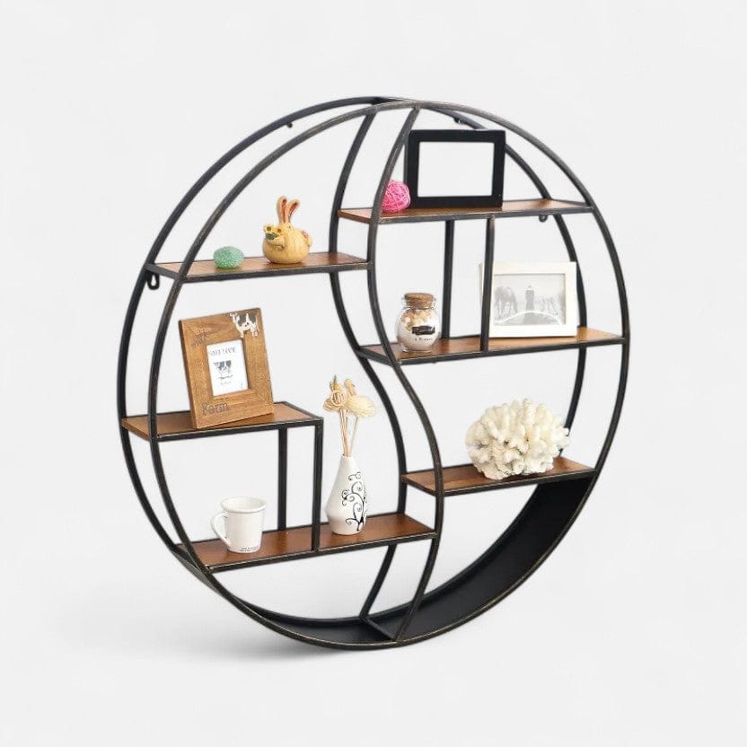 etagere murale metal rond Noir Ø 80cm