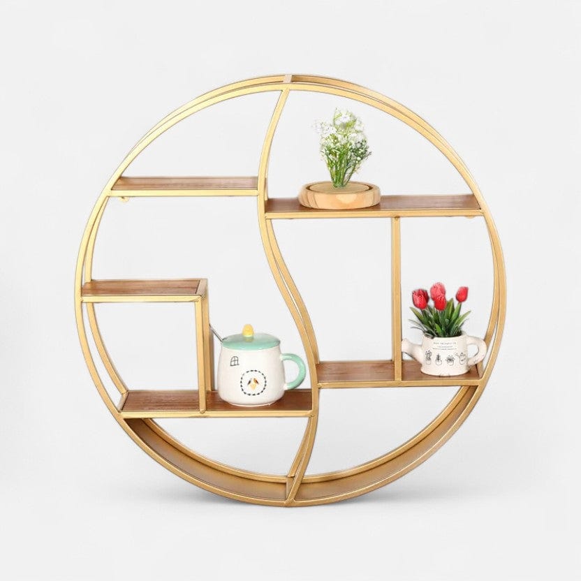 etagere murale metal rond Or Ø 60cm