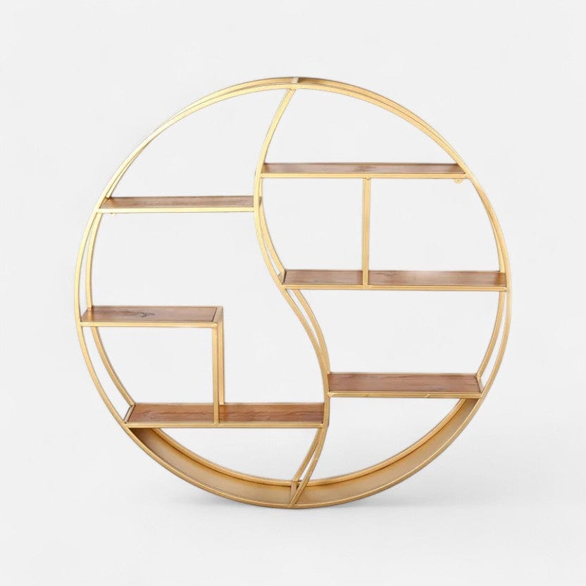 etagere murale metal rond Or Ø 80cm
