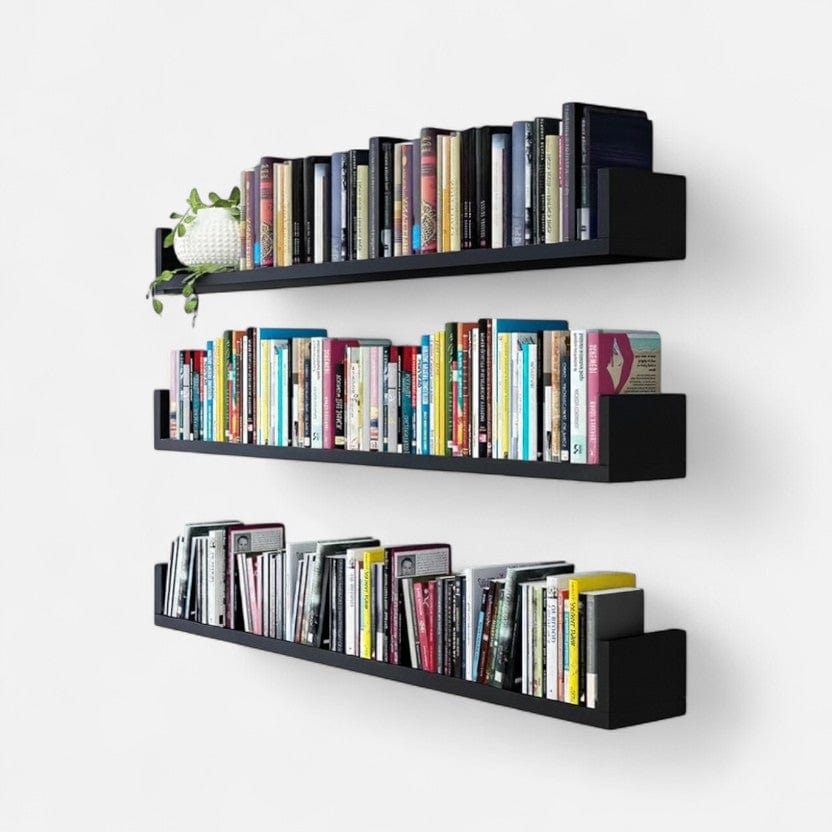 Etagere murale noire bois