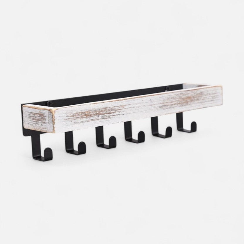 etagere murale porte manteau bois Retro Blanc