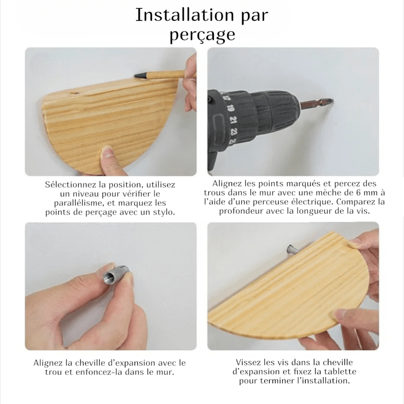 Etagere murale ronde bois