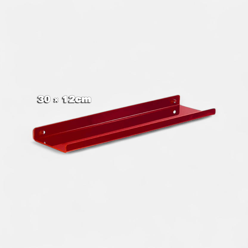 etagere murale rouge design 30 × 12cm / Installation par autocollant