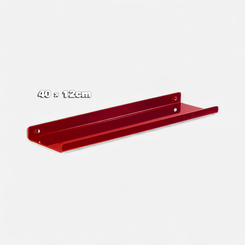 etagere murale rouge design 40 × 12cm / Installation par autocollant