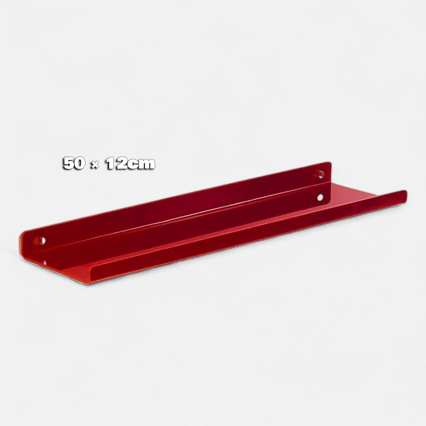 etagere murale rouge design 50 × 12cm / Installation par autocollant