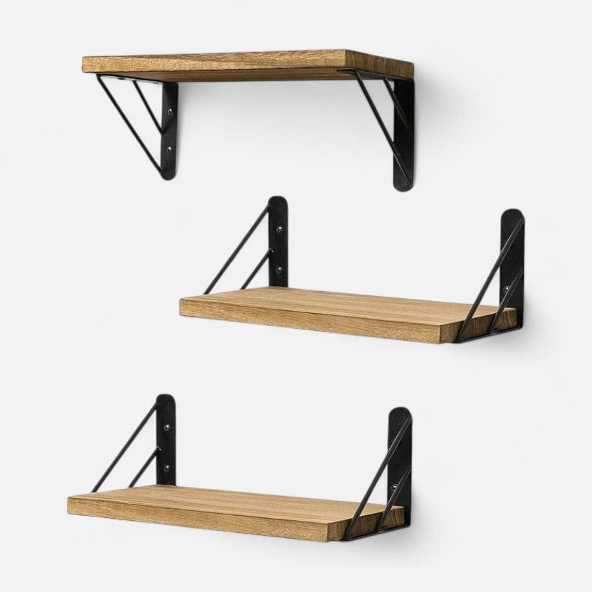 Etagere murale salon moderne  3 étagères bois