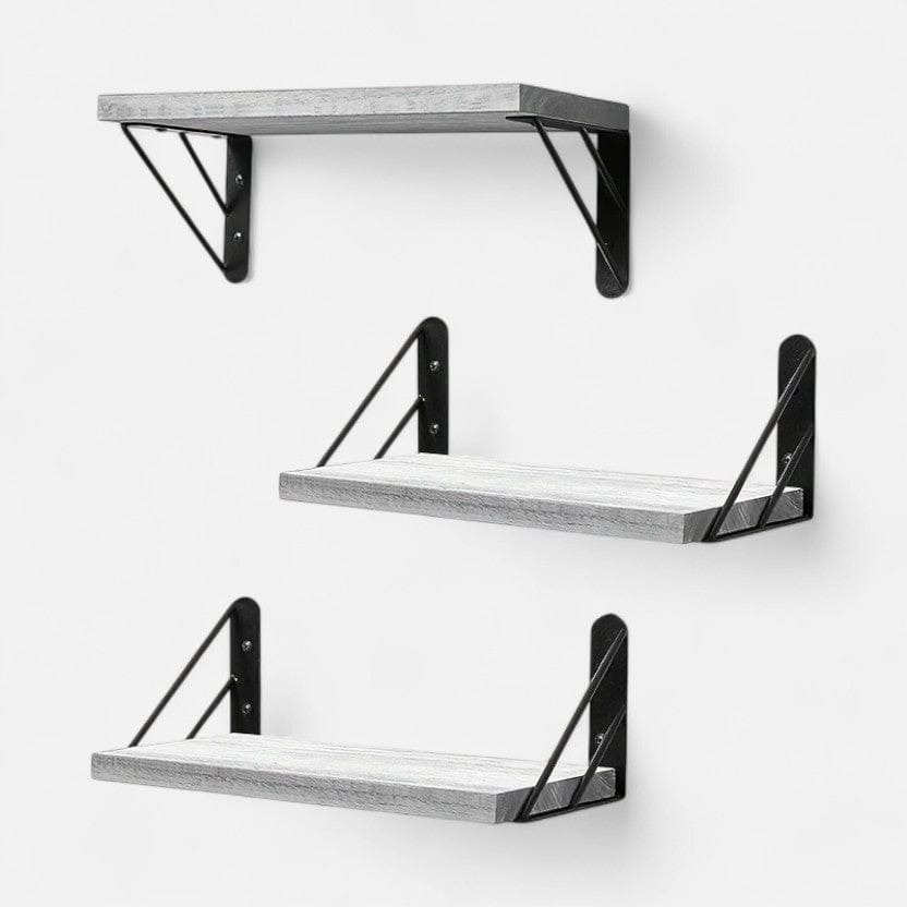 Etagere murale salon moderne  3 étagères grises