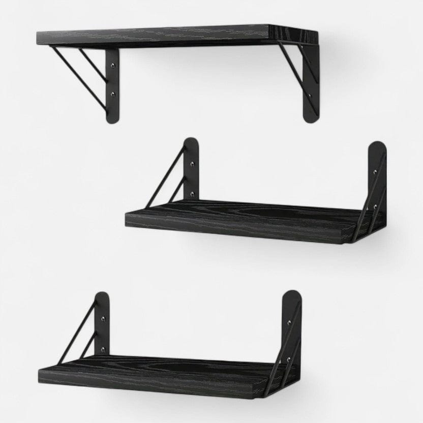 Etagere murale salon moderne  3 étagères noires