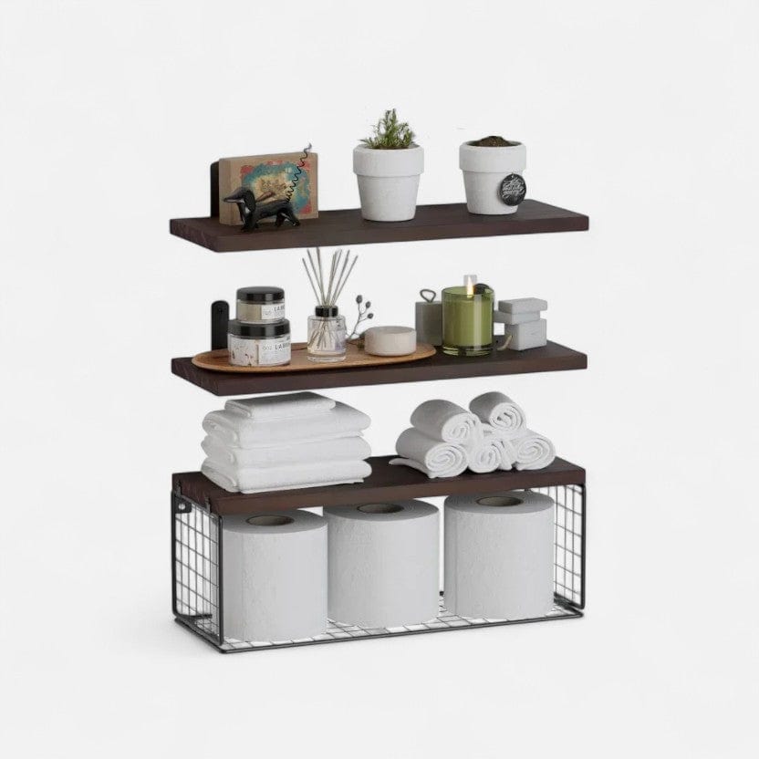 etagere murale support metal  Bois noir
